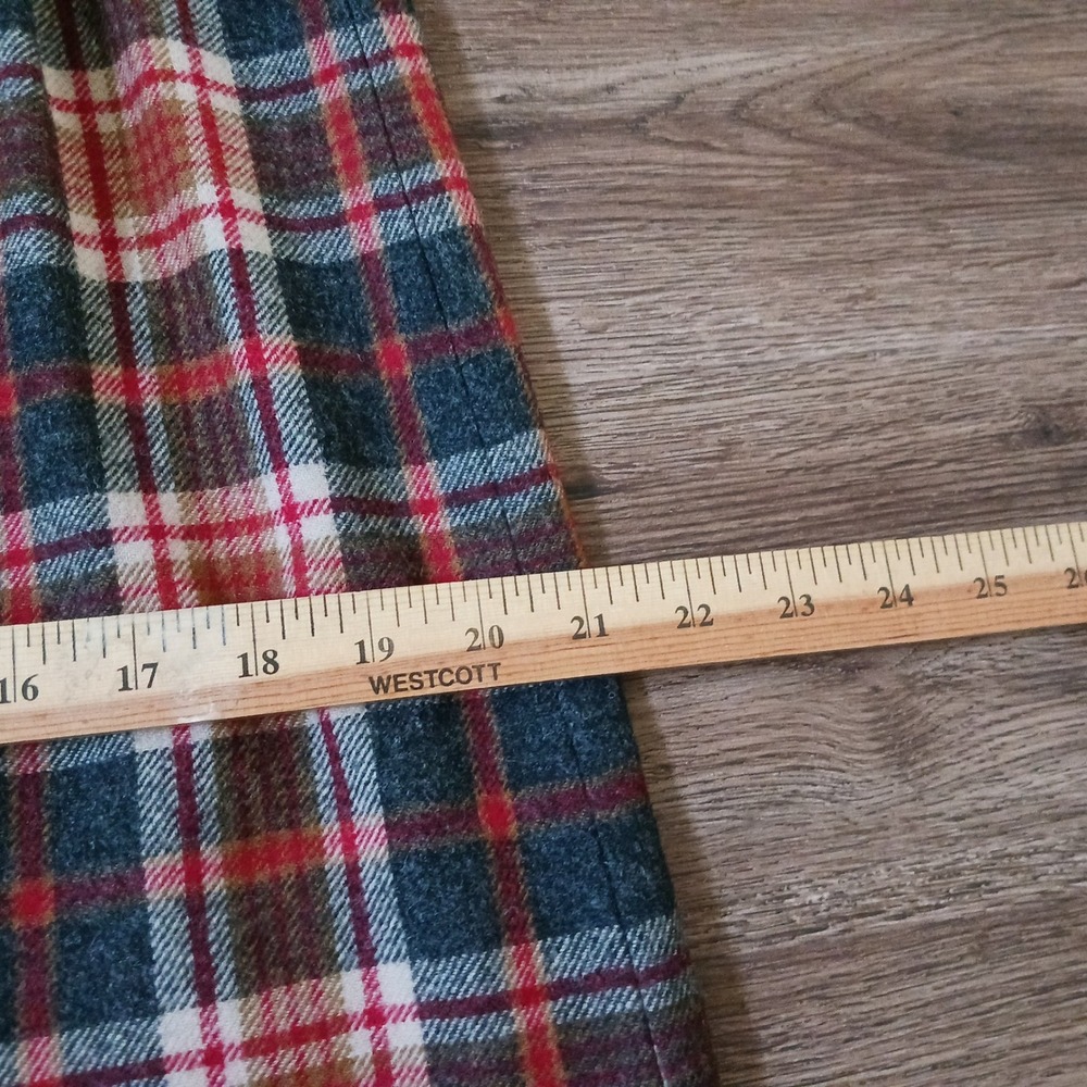 Vintage Pendleton Wool Plaid Maxi Skirt Red Green Button Front Size 14 - Picture 8 of 9